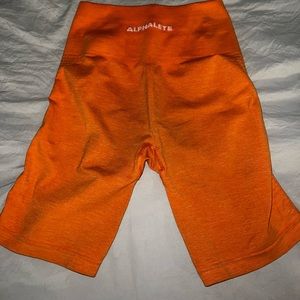 Orange Alphalete Biker Shorts